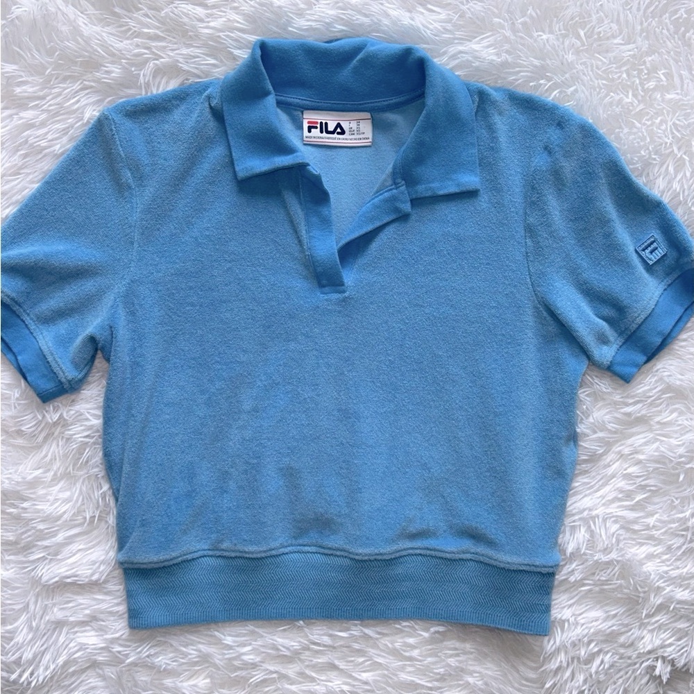 FILA Terry Cloth Polo Crop Top – Size XS – NWOT
